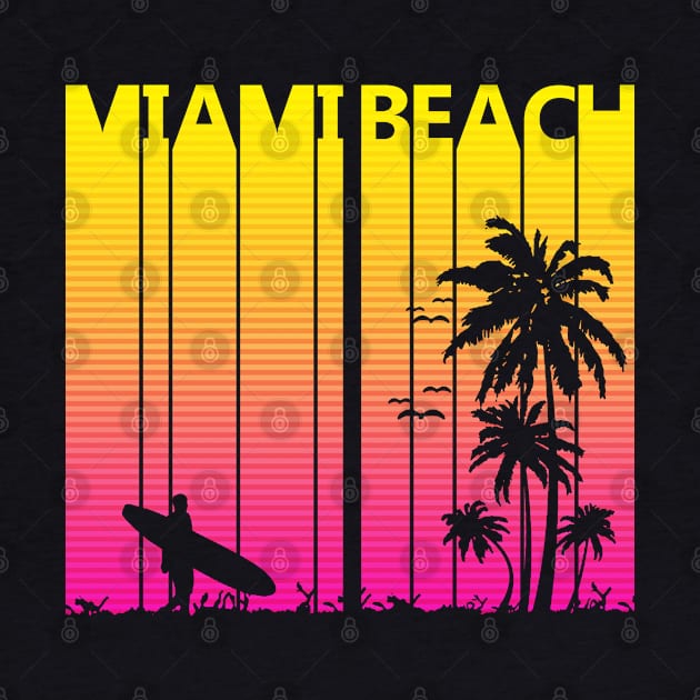 Retro 1980s Miami Beach Skyline by GWENT